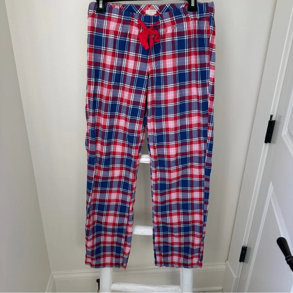 J. Crew Red, Blue and Pink Plaid Cotton Flannel Pajama Pants Size XS
